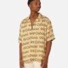 99 Cabana Logo Short Sleeve Button Up Shirt Yellow/Green -Champioe Style 02045526 YY016 mens 0010