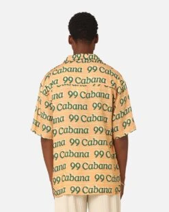 99 Cabana Logo Short Sleeve Button Up Shirt Yellow/Green -Champioe Style 02045526 YY016 mens 0040