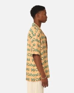 99 Cabana Logo Short Sleeve Button Up Shirt Yellow/Green -Champioe Style 02045526 YY016 mens 0050