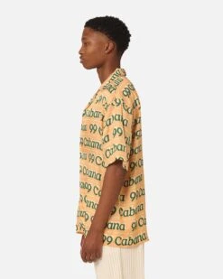 99 Cabana Logo Short Sleeve Button Up Shirt Yellow/Green -Champioe Style 02045526 YY016 mens 0060