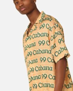 99 Cabana Logo Short Sleeve Button Up Shirt Yellow/Green -Champioe Style 02045526 YY016 mens 0070