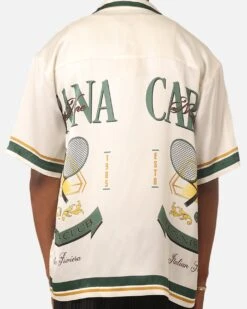99 Cabana Tennis Club Silk Shirt Cream -Champioe Style 02045529 YC600 mens 0050