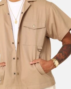 XXIII Benji Utility Button Up Shirt Khaki -Champioe Style 02045748 YK001 mens 00070