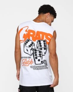 Rats Get Fat Own Luck Muscle T-Shirt White