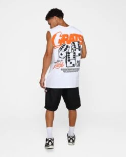 Rats Get Fat Own Luck Muscle T-Shirt White -Champioe Style 02045969 YW100 mens 0030