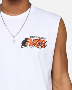 Rats Get Fat Own Luck Muscle T-Shirt White -Champioe Style 02045969 YW100 mens 0040