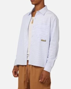 Carre Experience Stripe Oversized Button Up Shirt White -Champioe Style 02046205 YW100 mens 0030