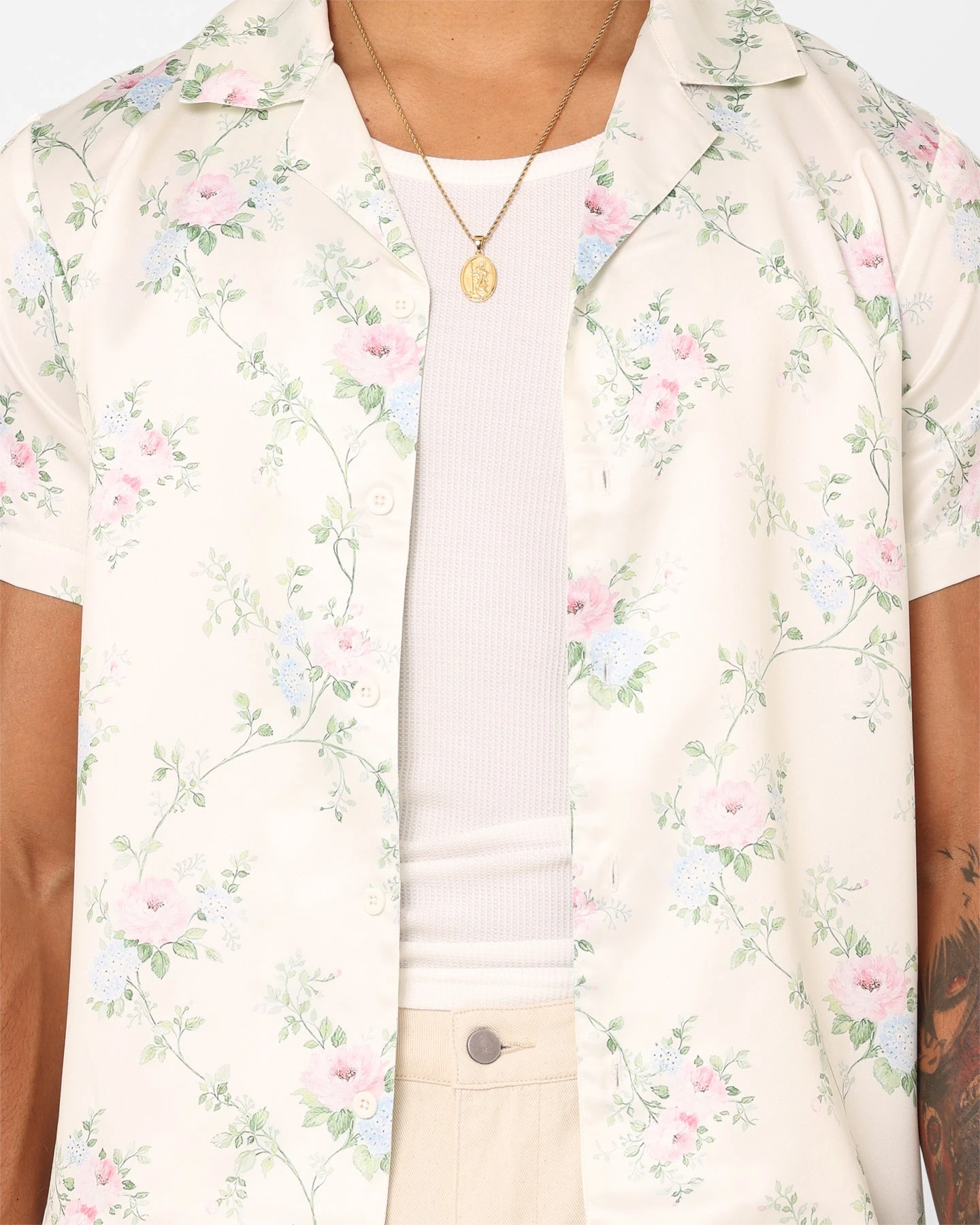 XXIII Anthony Button Up Shirt Cream/Blue/Pink 5 XXIII Anthony Button Up Shirt Cream/Blue/Pink - Image 3