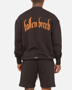 Fallen Breed Monogram Crewneck Dark Charcoal/Orange -Champioe Style 02046533 YD986 mens 0050