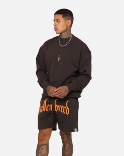 Fallen Breed Monogram Crewneck Dark Charcoal/Orange -Champioe Style 02046533 YD986 mens 0070