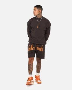 Fallen Breed Monogram Crewneck Dark Charcoal/Orange -Champioe Style 02046533 YD986 mens 0080