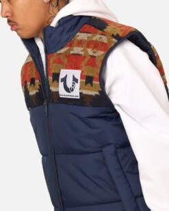 True Religion Southwestern Puffer Vest Dress Blue -Champioe Style 02046675 YD996 mens 00070