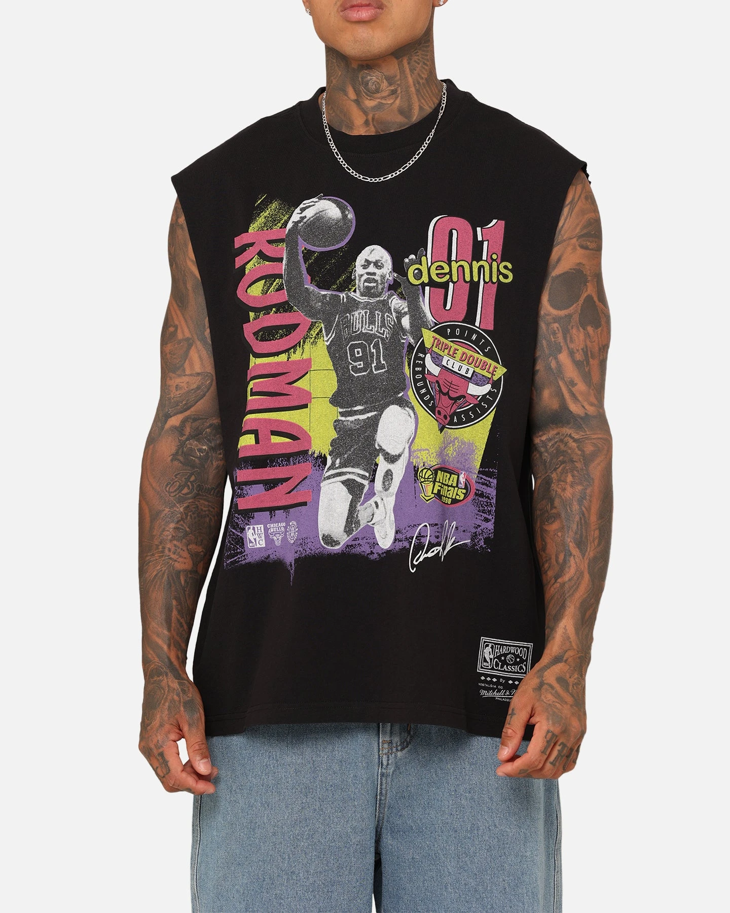 Mitchell & Ness Chicago Bulls Dennis Rodman Brush Off Muscle T-Shirt Black 5 Mitchell & Ness Chicago Bulls Dennis Rodman Brush Off Muscle T-Shirt Black - Image 3