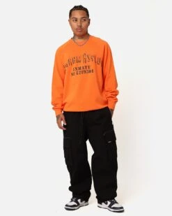 American Thrift X DC Batman Arkham Asylum Crewneck Neon Orange -Champioe Style 02047106 YN358 mens 0030