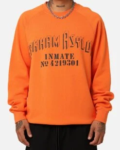 American Thrift X DC Batman Arkham Asylum Crewneck Neon Orange -Champioe Style 02047106 YN358 mens 0040