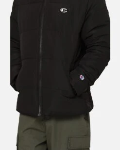 Champion Rochester Tape Puffer Jacket Black -Champioe Style 02047177 YB001 mens 0090