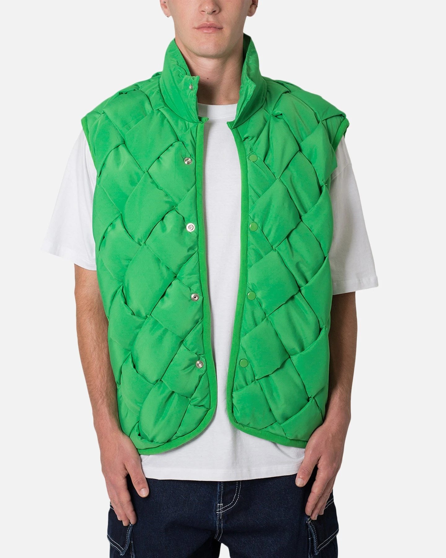 MNML Woven Puffer Vest Green 3 MNML Woven Puffer Vest Green