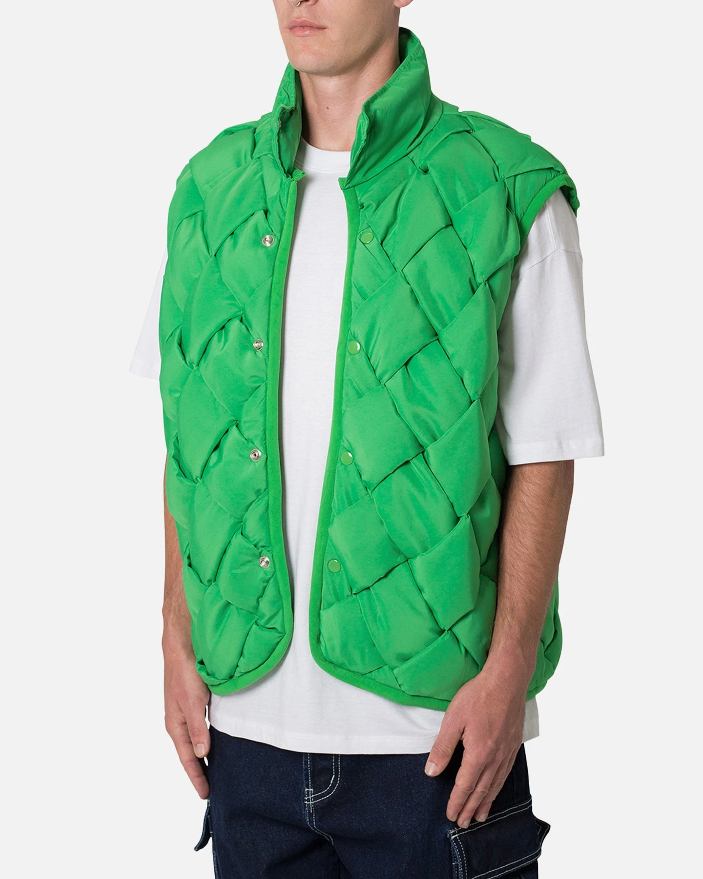 MNML Woven Puffer Vest Green 4 MNML Woven Puffer Vest Green - Image 2