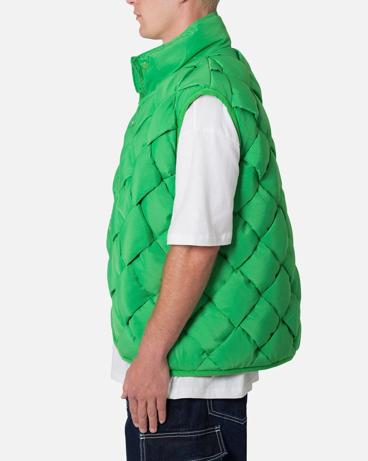 MNML Woven Puffer Vest Green 5 MNML Woven Puffer Vest Green - Image 3