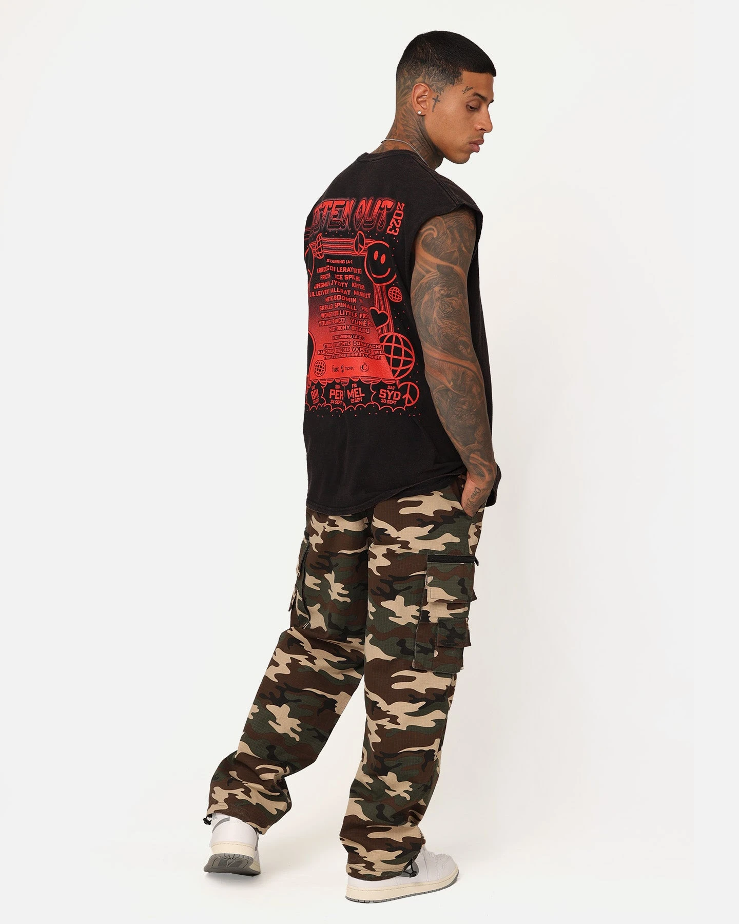 Goat Crew X Listen Out 2023 Muscle Vintage T-Shirt Black Wash 5 Goat Crew X Listen Out 2023 Muscle Vintage T-Shirt Black Wash - Image 3