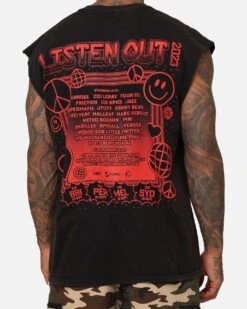 Goat Crew X Listen Out 2023 Muscle Vintage T-Shirt Black Wash 14 Goat Crew X Listen Out 2023 Muscle Vintage T-Shirt Black Wash -Champioe Style 02047771 YB295 mens 0050