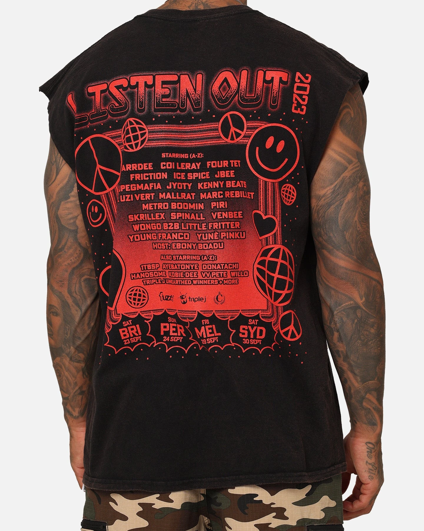 Goat Crew X Listen Out 2023 Muscle Vintage T-Shirt Black Wash 7 Goat Crew X Listen Out 2023 Muscle Vintage T-Shirt Black Wash - Image 5