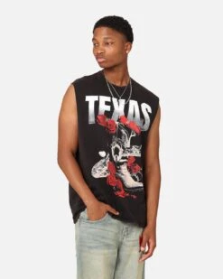 Goat Crew Texas Vintage Muscle T-Shirt Black Wash