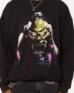 American Thrift X Goosebumps The Haunted Mask Crewneck Black Wash -Champioe Style 02048239 YB295 mens 0040