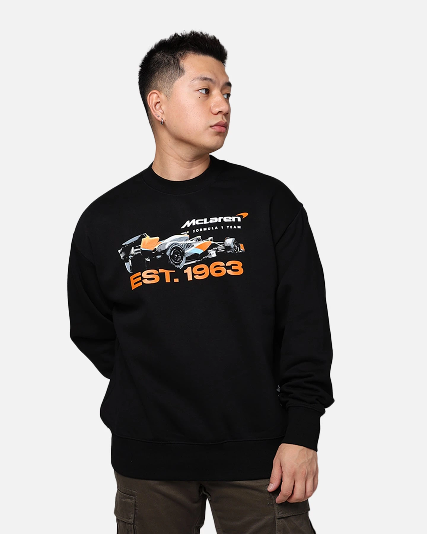Mitchell & Ness X McLaren X Culture Kings Las Vegas Collection Vintage Car Poster Crewneck Black 3 Mitchell & Ness X McLaren X Culture Kings Las Vegas Collection Vintage Car Poster Crewneck Black