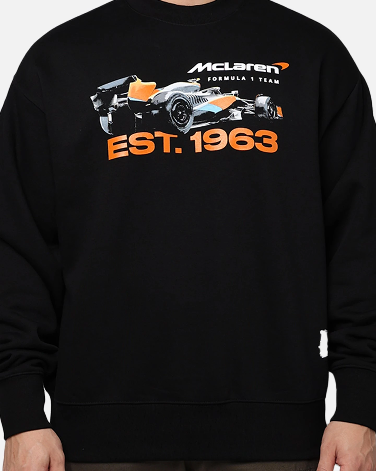 Mitchell & Ness X McLaren X Culture Kings Las Vegas Collection Vintage Car Poster Crewneck Black 4 Mitchell & Ness X McLaren X Culture Kings Las Vegas Collection Vintage Car Poster Crewneck Black - Image 2