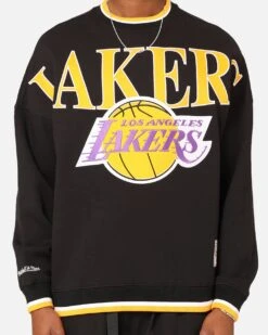 Mitchell & Ness Los Angeles Lakers Shooting Crewneck Black -Champioe Style 02048561 YB001 mens 0030