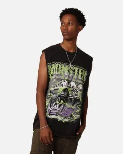 Goat Crew Monster Mayhem Muscle T-Shirt Black Wash