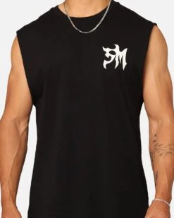 Saint Morta Tribe Oversized Muscle T-Shirt Black -Champioe Style 02048697 YB001 mens 0030