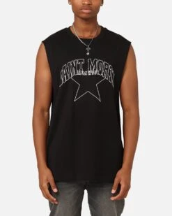 Saint Morta College Star Oversized Muscle T-Shirt Black