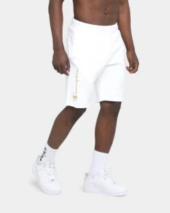 Champion Rev Weave Cut Off Script Shorts White/Gold