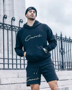 Carré Scripted Fleece Shorts Black/Black/Gold