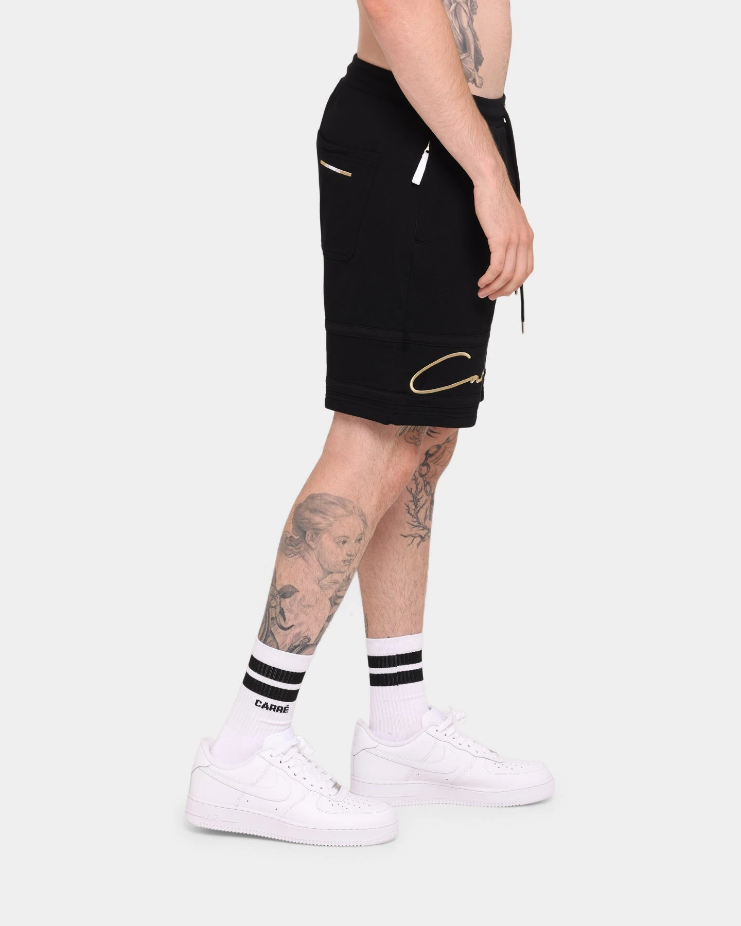 Carré Scripted Fleece Shorts Black/Black/Gold 8 Carré Scripted Fleece Shorts Black/Black/Gold - Image 6