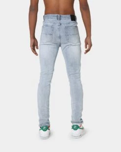 Carré Rugueux Distressed Skinny Jeans Light Blue -Champioe Style 03006172 YL200 mens 00040