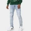 Carré Rugueux Distressed Skinny Jeans Light Blue -Champioe Style 03006172 YL200 mens 0011