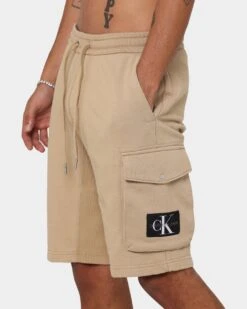 Calvin Klein Monogram Badge Shorts Travertine -Champioe Style 03006799 YT077 mens 0070