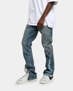 MNML B425 Patch Flare Denim Jeans Blue -Champioe Style 03010047 YX001 mens 010