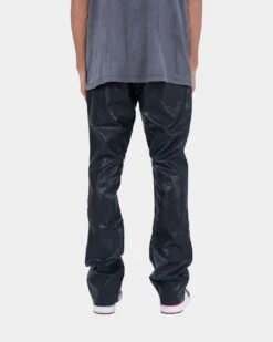 MNML B169 Leather Flare Denim Pants Black -Champioe Style 03010146 YB001 mens 0030