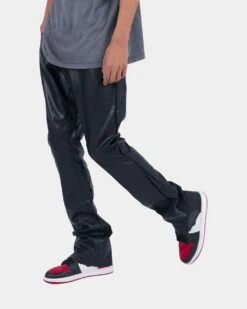 MNML B169 Leather Flare Denim Pants Black -Champioe Style 03010146 YB001 mens 0040