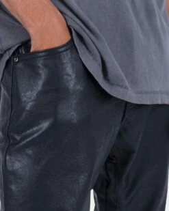 MNML B169 Leather Flare Denim Pants Black -Champioe Style 03010146 YB001 mens 0050