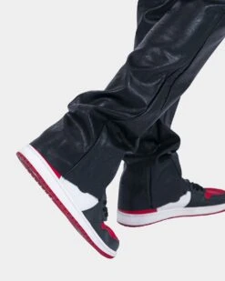 MNML B169 Leather Flare Denim Pants Black -Champioe Style 03010146 YB001 mens 0060