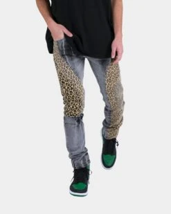 MNML D422 Leopard Denim Jeans Black/Brown
