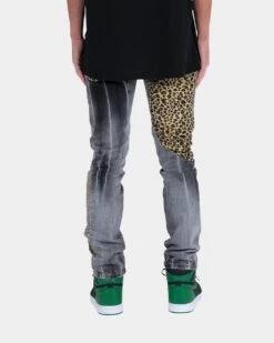 MNML D422 Leopard Denim Jeans Black/Brown -Champioe Style 03010168 YB013 mens 0040