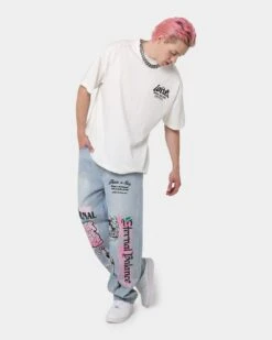 Loiter Eternal Jeans Ecru Washed Blue -Champioe Style 03010468 YW645 mens 0020