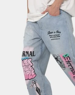 Loiter Eternal Jeans Ecru Washed Blue -Champioe Style 03010468 YW645 mens 0040