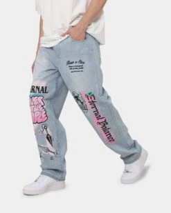 Loiter Eternal Jeans Ecru Washed Blue -Champioe Style 03010468 YW645 mens 0060